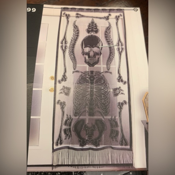 Skull and Bones Lace Window Panel - Picture 2 of 2